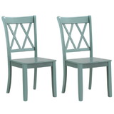 Costway 71452306 Set of 2 Cross Back Rubber Wood Dining Chairs