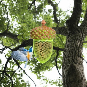 Costway 71639508 Metal Acorn Wild Bird Feeder Outdoor Hanging Food Dispenser for Garden Yard-Brown