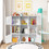 Costway 71689540 Free Standing 9 Cube Storage Wood Divider Bookcase for Home and Office-White