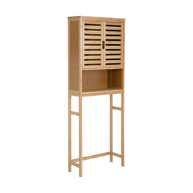 Costway 71824936 Bamboo Over The Toilet Storage Cabinet Bathroom with Adjustable Shelf-Natural