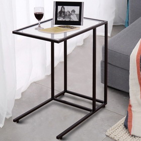 Costway 71830942 Sofa End Table Coffee Side Table with Glass Top
