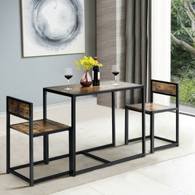 Costway 72540869 3 Pcs Dining Set Compact Table and 2 Chair with Metal Frame for for Small Space-Coffee