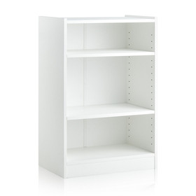 Costway 72853914 3-Tier Bookcase Open Display Rack Cabinet with Adjustable Shelves-White