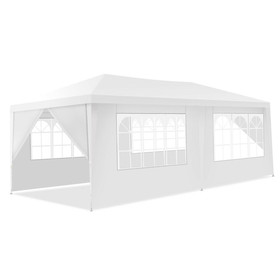 Costway 72861954 10 x 20 Feet 6 Sidewalls Canopy Tent with Carry Bag-White