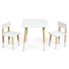 Costway 73014629 Kids Wooden Table and 2 Chairs Set-White
