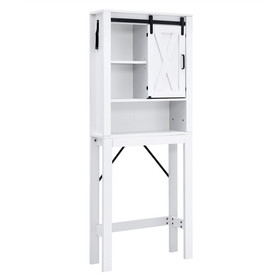 Costway 73516924 3-Tier Wodden Bathroom Cabinet with Sliding Barn Door and 3-position Adjustable Shelves-White