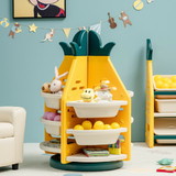 Costway 73642901 Kids Toy Storage Organizer with 360° Revolving Pineapple Shelf