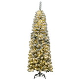 Costway 73916482 6 Feet Pre-lit Snow Flocked Artificial Pencil Christmas Tree with 250 LED Lights