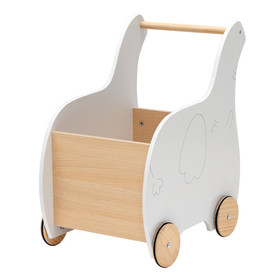 Costway 74193652 Kids Wooden Shopping Cart with Rubber Wheels