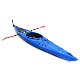 Costway 74813295 Single Sit-in Kayak Fishing Kayak Boat With Paddle and Detachable Rudder-Blue