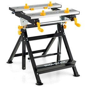 Costway 74859236 Folding Work Table with Tiltable Platform and 7-level Adjustable Height-Black