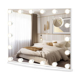 Costway 74892315 Vanity Mirror with 18 Dimmable LED Bulbs and 3 Color Lighting Modes-White