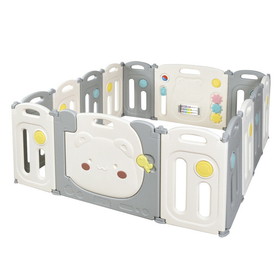 Costway 74962081 14-Panel Foldable Baby Playpen Safety Yard with Storage Bag