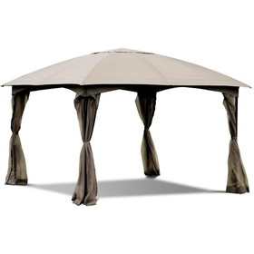 Costway 75029431 11.5 x 11.5 Feet Fully Enclosed Outdoor Gazebo with Removable 4 Walls