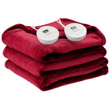 Costway 75061248 84 x 90 Inch Queen Size Electric Heated Dual Control Throw Blanket with Timer-Red