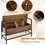 Costway 75198642 Industrial Shoe Bench with Storage Space and Metal Handrail-Rustic Brown