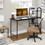 Costway 75269048 Reversible Computer Desk Study Workstation Home Office 4-tier Bookshelf-Brown