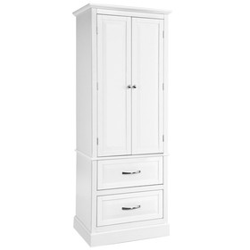 Costway 75312869 62 Inch Freestanding Bathroom Cabinet with Adjustable Shelves and 2 Drawers-White