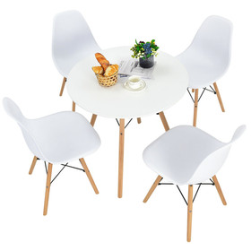 Costway 75341692 5 Pieces Table Set With Solid Wood Leg For Dining Room-White