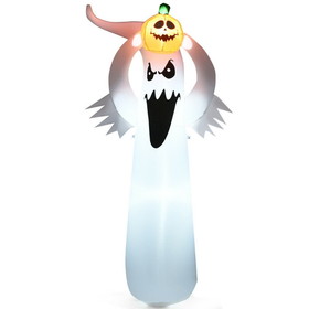 Costway 75643902 6 Feet Halloween Inflatable Blow Up Ghost with Pumpkin and LED Lights