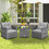 Costway 75693128 3 Pieces Outdoor Wicker Conversation Set with Tempered Glass Tabletop-Gray