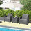 Costway 75693128 3 Pieces Outdoor Wicker Conversation Set with Tempered Glass Tabletop-Gray