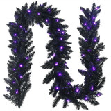 Costway 75840921 9 Feet Pre-lit Christmas Halloween Garland with 50 Purple LED Lights