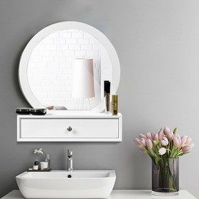 Costway 75869042 Makeup Dressing Wall Mounted Vanity Mirror with 2 Drawers