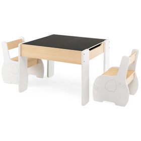 Costway 76438592 4-in-1 Wooden Activity Kids Table and Chairs with Storage and Detachable Blackboard-White
