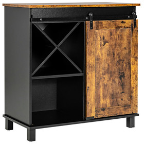 Costway 76814503 Industrial Storage Cabinet with Sliding Barn Door-Rustic Brown