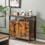 Costway 78193625 2-Door Buffet Cabinet with Shelves and Cable Management Holes-Rustic Brown