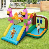 Costway 78235169 7-in-1 Flamingo Inflatable Bounce House with Slide without Blower
