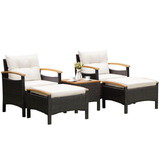 Costway 78365421 5 Pieces Patio Conversation Set with Cushions Coffee Table and 2 Ottomans