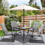 Costway 78405126 6 Pieces Patio Dining Set with Umbrella and Stackable Cushioned Chairs