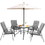 Costway 78405126 6 Pieces Patio Dining Set with Umbrella and Stackable Cushioned Chairs