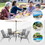 Costway 78405126 6 Pieces Patio Dining Set with Umbrella and Stackable Cushioned Chairs