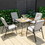 Costway 78405126 6 Pieces Patio Dining Set with Umbrella and Stackable Cushioned Chairs