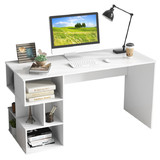 Costway 78432196 Modern Computer Desk with 3 Tier Storage Shelves for Home Office-White