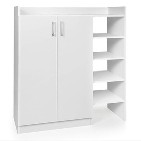 Costway 78659431 Freestanding Shoe Cabinet with 3-Postition Adjustable Shelves-White