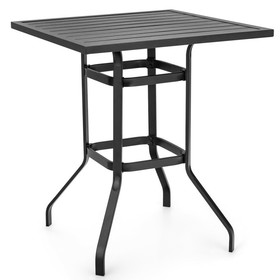 Costway 78690352 32 Inches Outdoor Steel Square Bar Table with Powder-Coated Tabletop
