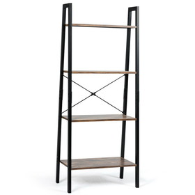 Costway 79103824 4-Tier Industrial Ladder Shelf with Metal Frame