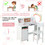 Costway 79134658 Wooden Kids Study Desk and Chair Set with Storage Cabinet and Bulletin Board-White