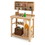Costway 79153608 Garden Wooden Potting Table Workstation with Storage Shelf