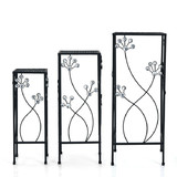 Costway 79641082 3 Pieces Flower Pots Display Rack with Vines and Crystal Floral Accents Square-Black