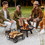Costway 79863420 Firewood Rack Decorative Rustproof Steel Fireplace Log Holder with Wheels