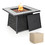 Costway 80127659 35 Inch Propane Gas Fire Pit Table Wicker Rattan with Lava Rocks PVC Cover-Black