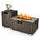 Costway 80165397 32 x 20 Inch Propane Rattan Fire Pit Table Set with Side Table Tank and Cover-Brown
