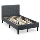 Costway 80346729 Twin Size Upholstered Platform Bed Frame with Button Tufted Headboard