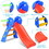 Costway 80731294 2 Step Indoors Kids Plastic Folding Slide with Basketball Hoop
