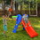 Costway 80731294 2 Step Indoors Kids Plastic Folding Slide with Basketball Hoop